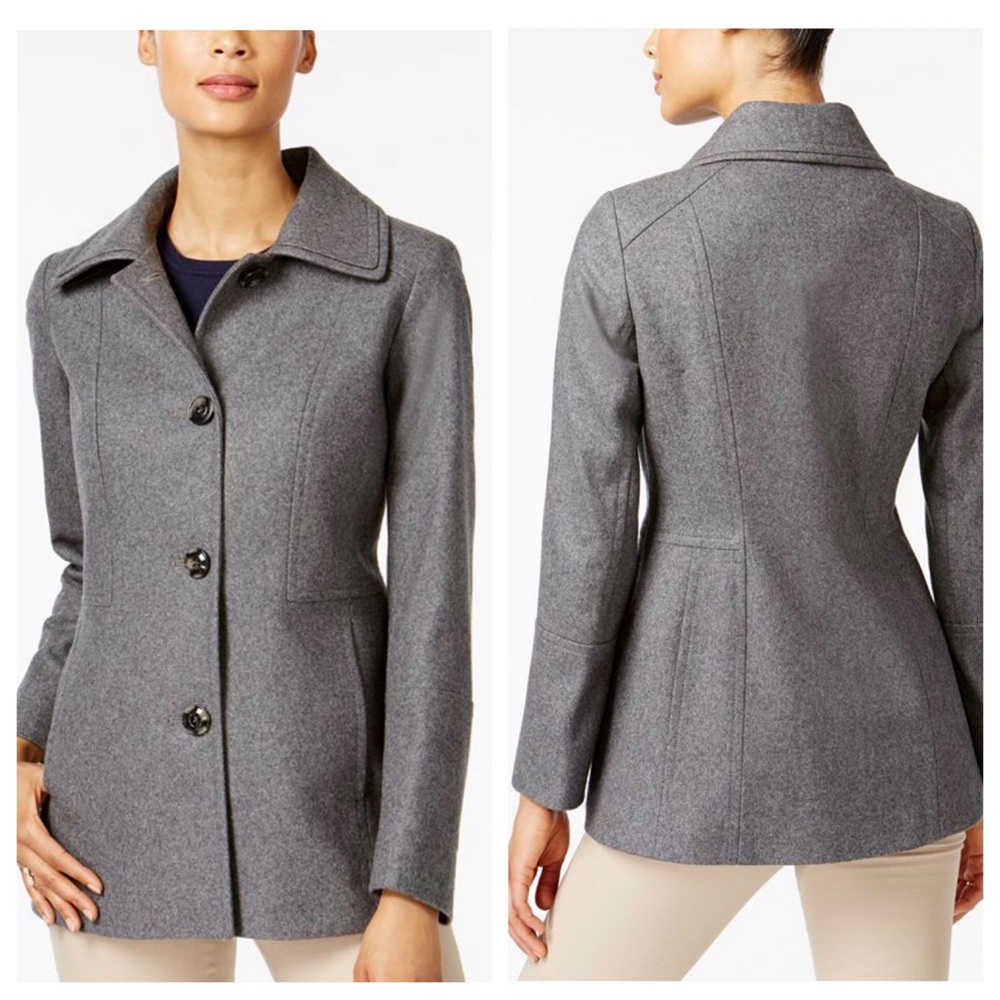 London Fog Pea Coat Gray Wool Blend Women’s Size XL